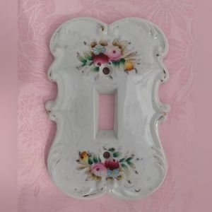 Vintage Arnart FADED FLORAL switch plate white Ceramic cottagecore shabby chic